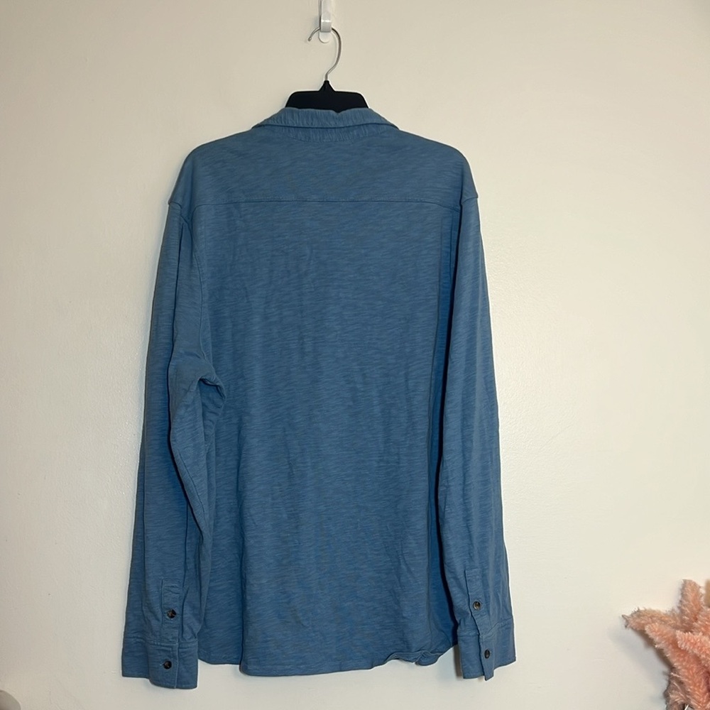 Sun + Stone Blue Button Down Cotton Knit Long Sleeve Shirt XXL - Picture 4 of 4